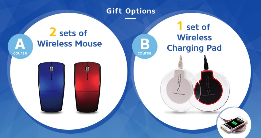 [Gift Options ] A course 2sets of Wireless Mouse / B course 1set of Wireless Charging Pad