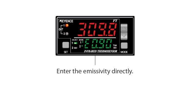 Enter the emissivity directly.