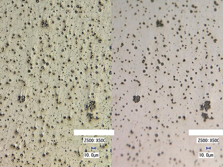 Metal structure tilt angle (500x)  Left: 4K HDR/right: normal