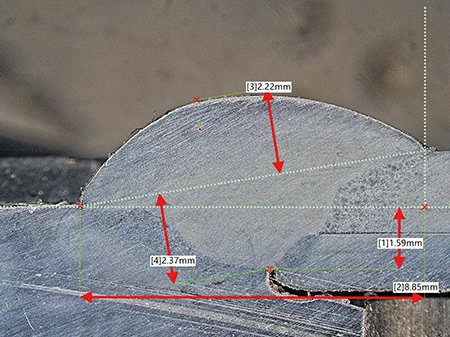 Cross-sectional observation of arc welding