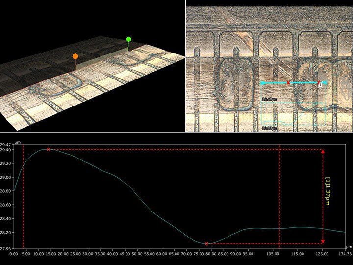 3D shape and profile measurement of a thermal printhead