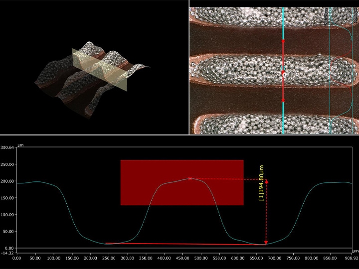 3D measurement of cream solder using the VHX Series 4K digital microscope