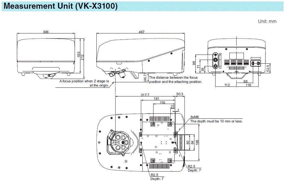 VK-X3100 Dimension