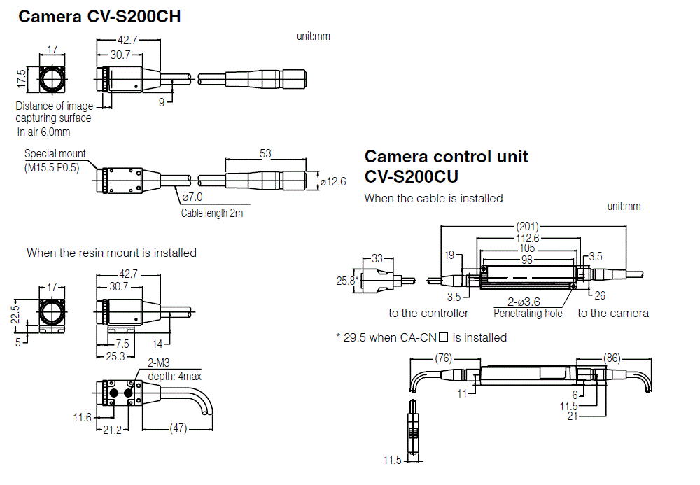 CV-S200C/S200CU Dimension