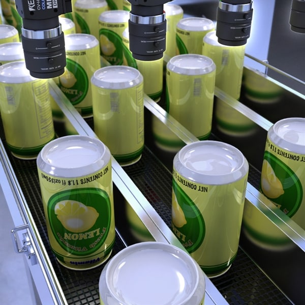 Surface inspection on the bottom of cans Industry / Application
